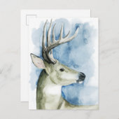 さまよう雄鹿-水彩画 ポストカード (正面/裏面)