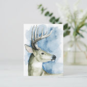さまよう雄鹿-水彩画 ポストカード (スタンド正面)