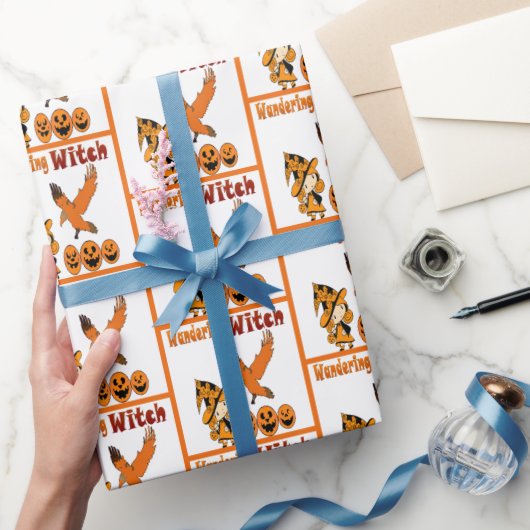 さまよう魔女レイベンハロウィーンのカボチャのちょうちんハロウィーンおもしろい ラッピングペーパー (ギフト)