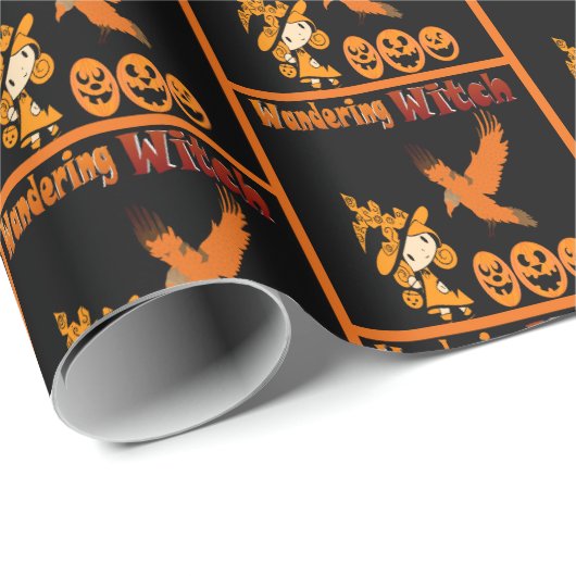さまよう魔女レイベンハロウィーンのカボチャのちょうちんハロウィーンおもしろい ラッピングペーパー (ロールコーナー)