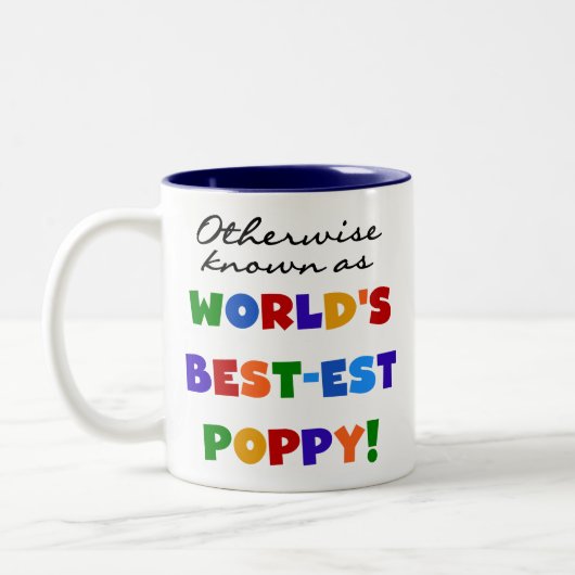 さもなければ知られていたベスト米国東部標準時刻ケシのTシャツおよびギフト ツートーンマグカップ (左)