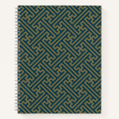 さやがた柄日本の、金ゴールド、ネイビーブルー ノートブック (正面)