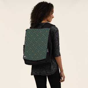 さやがた柄日本の、金ゴールド、ネイビーブルー バックパック