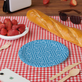 さやがた模様日本の、青、赤ちゃん青 ペーパープレート