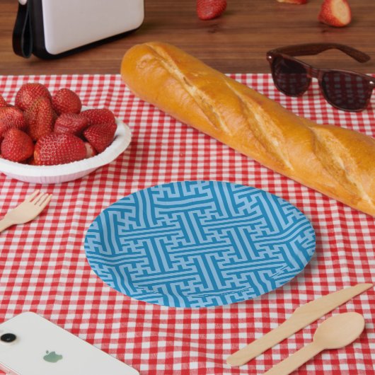 さやがた模様日本の、青、赤ちゃん青 ペーパープレート (ピクニック)