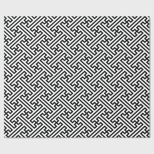 さやがはっきりしたた日本伝統的柄の黒線 ラッピングペーパー (フラット)