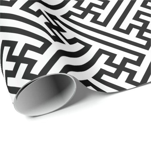 さやがはっきりしたた日本伝統的柄の黒線 ラッピングペーパー (ロールコーナー)