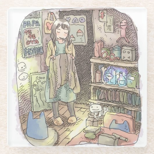 さやしごじ ガラスコースター (正面)