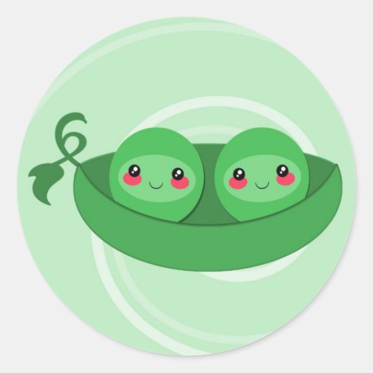 さやに入った2つのえんどう豆 - ステッカー (正面)