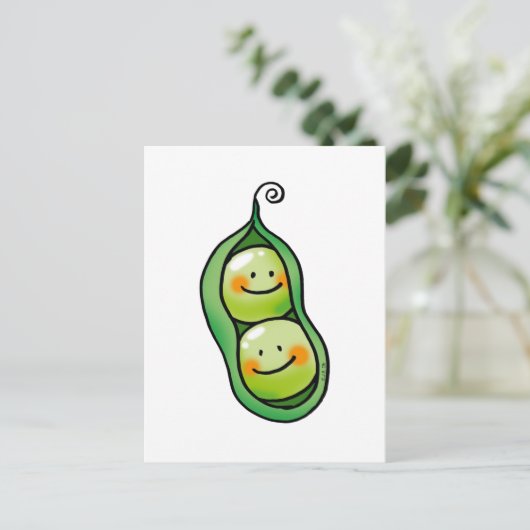 さやに豆2本 ポストカード (スタンド正面)