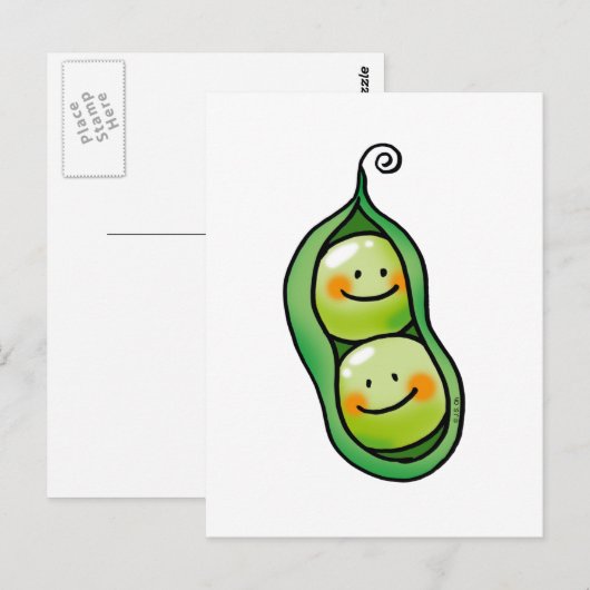 さやに豆2本 ポストカード (正面/裏面)