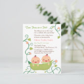 さやの中の2頭の豆-双子の女の子のベビーシャワー 招待状 (スタンド正面)