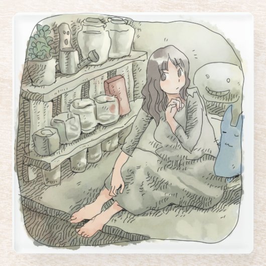 さややくじ ガラスコースター (正面)