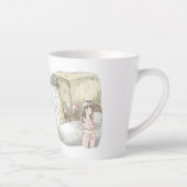 さやれしじ 明るい寝室で部屋着を着替えるリラックスした女性のイラスト カフェラテマグ (右)