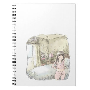 さやれしじ  明るい寝室で部屋着を着替えるリラックスした女性のイラスト ノートブック