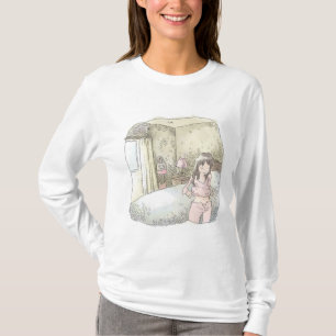 さやれしじ　明るい寝室で部屋着を着替えるリラックスした女性のイラスト Tシャツ