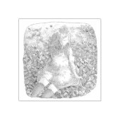 さやれむじ 秋の落ち葉の上に座る女性 ラバースタンプ (インプリント)