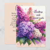 さようならと幸運を祈るライラックの花のフラットカード シーズンカード (正面/裏面)