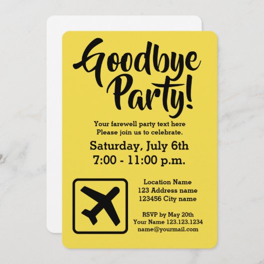さようならの旅のパーティの招待状 招待状 (正面/裏面)