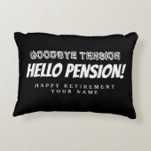 さようならの緊張ハロー年おもしろい金退職 アクセントクッション (裏面)