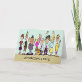 さようならカードを振る友人や職場の同僚 カード (正面)