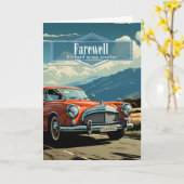 さようならクラシックと送別の車レトロスタイル カード (黄色い花)