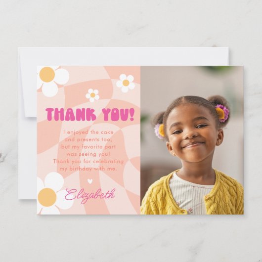 さようならシングルディジットの女の子の誕生日写真 サンキューカード (正面)