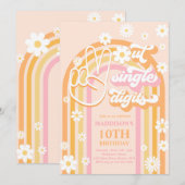 さようならシングルディジット ボヘミアンレインボー 10歳の誕生日 招待状 (正面/裏面)