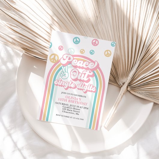 さようならシングルディジット レトロ 10歳の誕生日 招待状