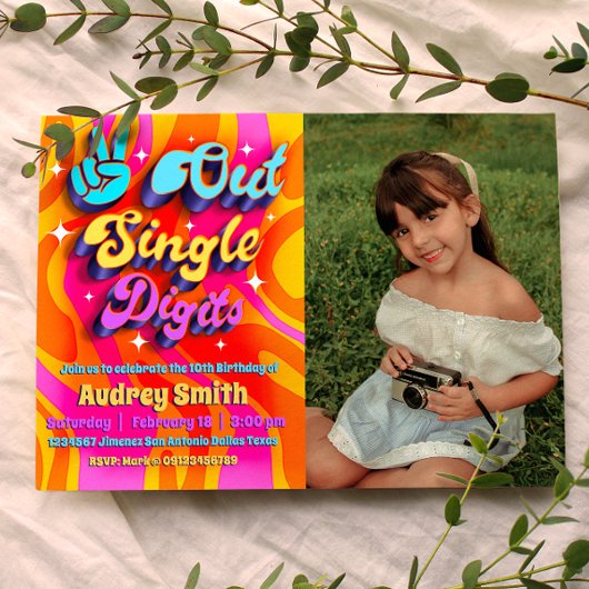 さようならシングルディジット 私は10歳になりました（写真付き） 招待状