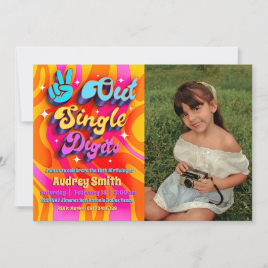 さようならシングルディジット 私は10歳になりました(写真付き) 招待状 (正面)