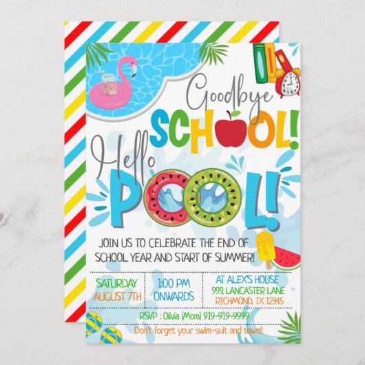 さようならスクールハロープールスクールエンドパーティー 招待状 (正面/裏面)