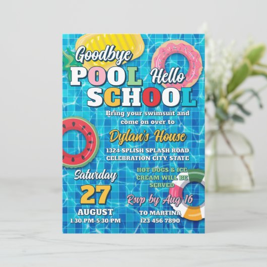 さようならプールハロースクール新学期パーティー 招待状 (スタンド正面)