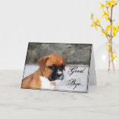 さようならボクサー犬のグリーティングカード カード (黄色い花)