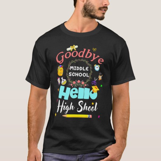さようなら中学校こんにちは高校卒業 Tシャツ (正面)