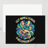 さようなら中学 こんにちは高校 校章のタイダイ 招待状 (正面/裏面)