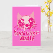 さようなら子猫-限られたピンクの版 カード (黄色い花)