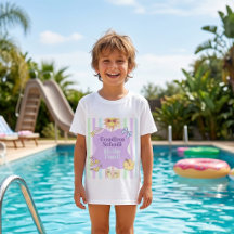 さようなら学校 こんにちはプール ストライプTシャツ