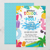 さようなら学校、こんにちはプール 夏の招待状 招待状 (正面/裏面)