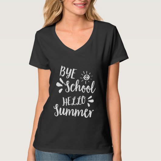 さようなら学校 こんにちは夏 学校は夏休み Tシャツ (正面)