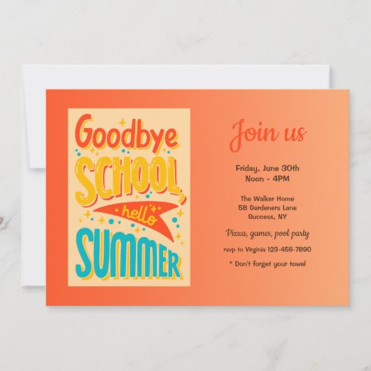 さようなら学校　こんにちは夏 招待状 (正面)