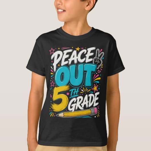 さようなら小学校、卒業おめでとう 5年生 ギフト Tシャツ (正面)