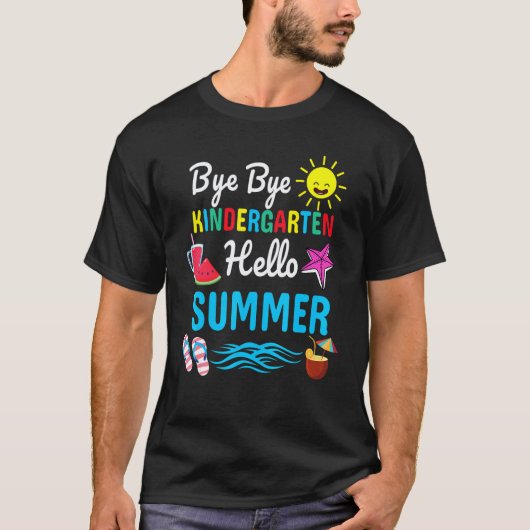 さようなら幼稚園 こんにちは夏の先生 生徒 Tシャツ (正面)