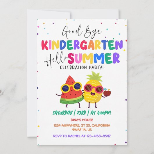 さようなら幼稚園　こんにちは夏 招待状 (正面)