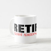 さようなら張力こんにちは年金! かわいい退職のマグ コーヒーマグカップ (正面左)
