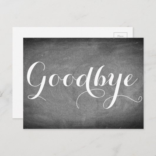 さようなら手書きタイポグラフィ白黒 ポストカード (正面/裏面)