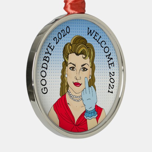 さようなら2020へようこそ2021おもしろいレトロクリスマス メタルオーナメント (右)