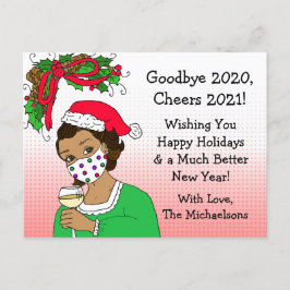 さようなら2020クリスマスユーモアおもしろいレトロレディ ポストカード
