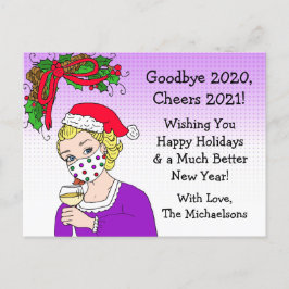さようなら2020クリスマスユーモアおもしろいレトロレディ ポストカード