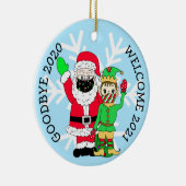 さようなら2020，ようこそ2021サンタ小妖精や小人フェイスマスク セラミックオーナメント (右)